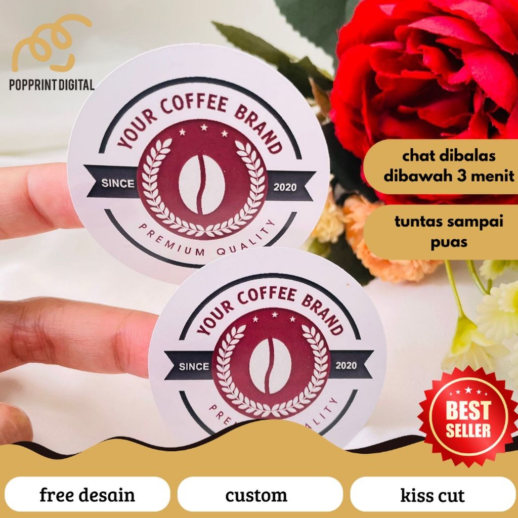 

PopPrints Sticker Print Cetak Label Murah Edisi Coffe Stiker Produk Kemasan Botol Cup Coffee Kopi Uk.Kecil
