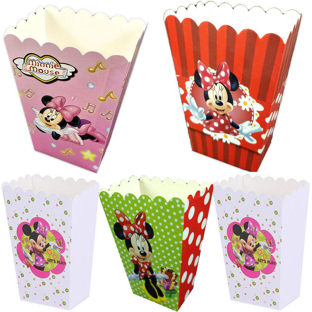 

6pcs/lot Minnie Mouse Theme Candy Box Baby Shower Birthday Party Kids Favors Cookie Surprise Boxes Decorations Events Supplies