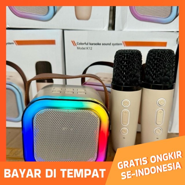 Speaker Karaoke Nirkabel K12 Rumah KTV Mini Bluetooth Portabel dengan Mikrofon Bluetooth Karaoke K12