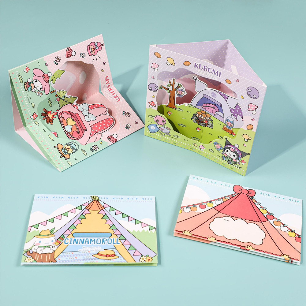 

Sanrio Sticky Note Birthday and Christmas Greeting Cards Cute Message Cards Kawaii Cute Greeting Card Envelope With Sticker Set