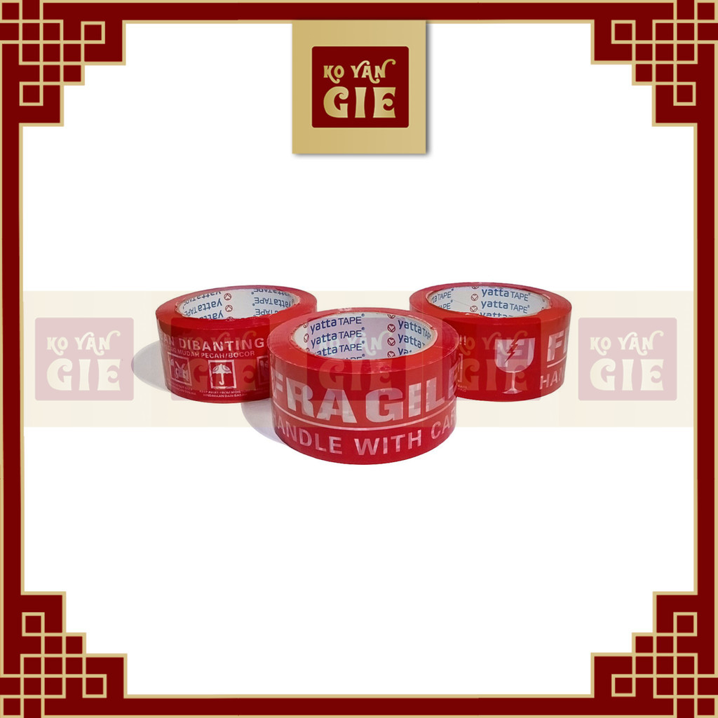 

Lakban Yatta Tape Fragile 48mm x 90 Yard Original Pabrik – Warna Putih & Merah – Daya Rekat Tinggi