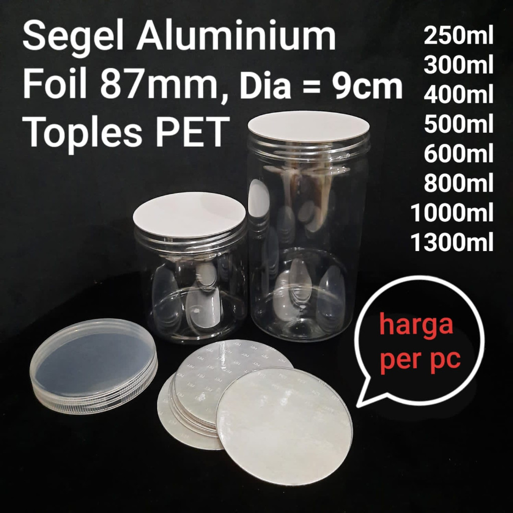Segel Induksi Aluminium Foil 87mm Toples Plastik PET diameter 9cm