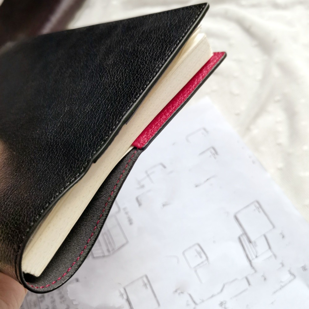 

EMEMHON A5 Simple Cowhide Genuin Leather Book Sleeve Cover A5 Size Journal Notebook Cover Diary Planner Agenda Organizer