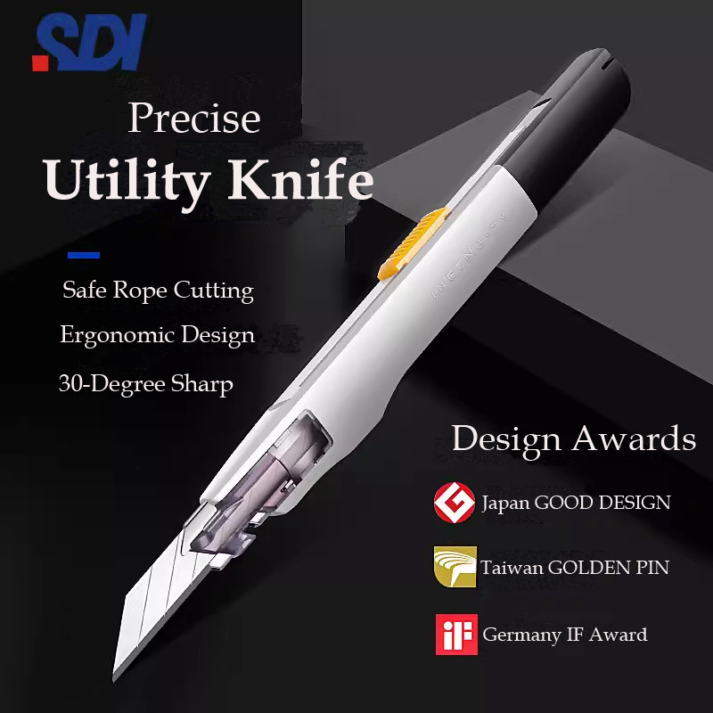 

9mm Pocket Utility Knife Anti-Shaking 30°Sharp Angle AutoLock Box Cutter Secant Cutting Arts and Crafts Supplies Office Supply