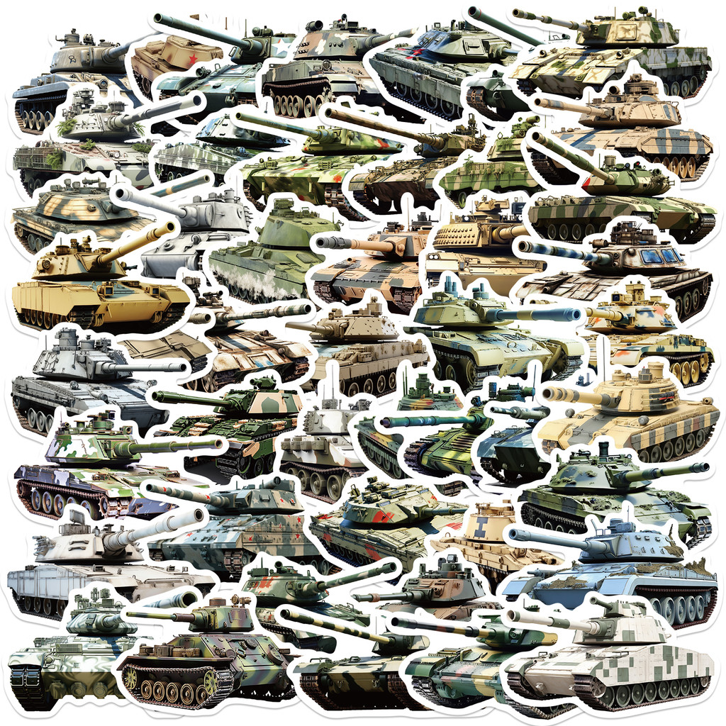 

50pcs Cool Cartoon Military Tanks Stickers For Laptop Water Bottle Luggage Notebook Phone Vinyl Decals Waterproof Graffiti Toy