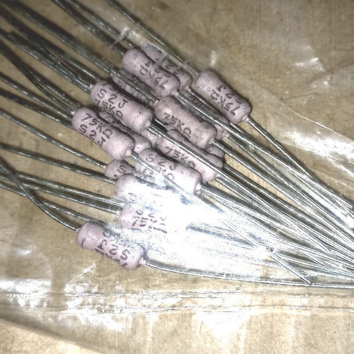 resistor R ORIGINAL 75K 2W 75 K 2watt 2 w watt WAT 2WAT carbon Fajar elektro 2