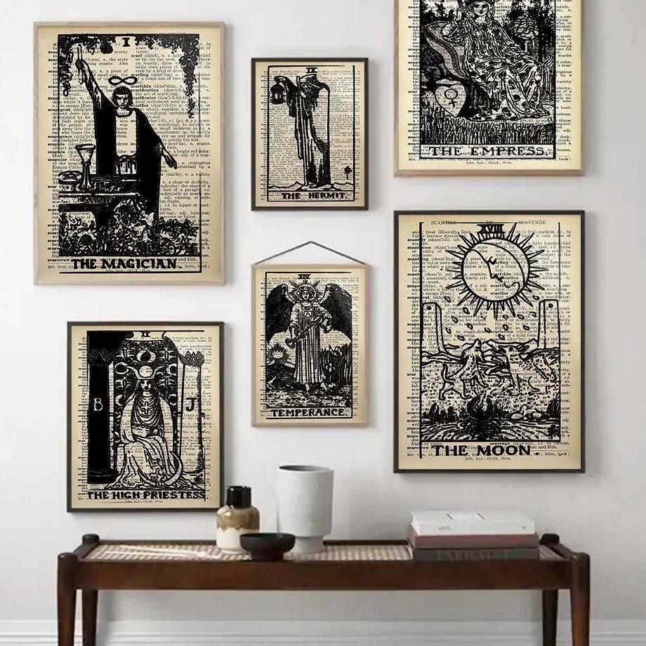 

Tarot The Lovers Sun Empress Death Wall Art Canvas Painting Nordic Retro Posters And Prints Wall Pictures For Living Room Decor
