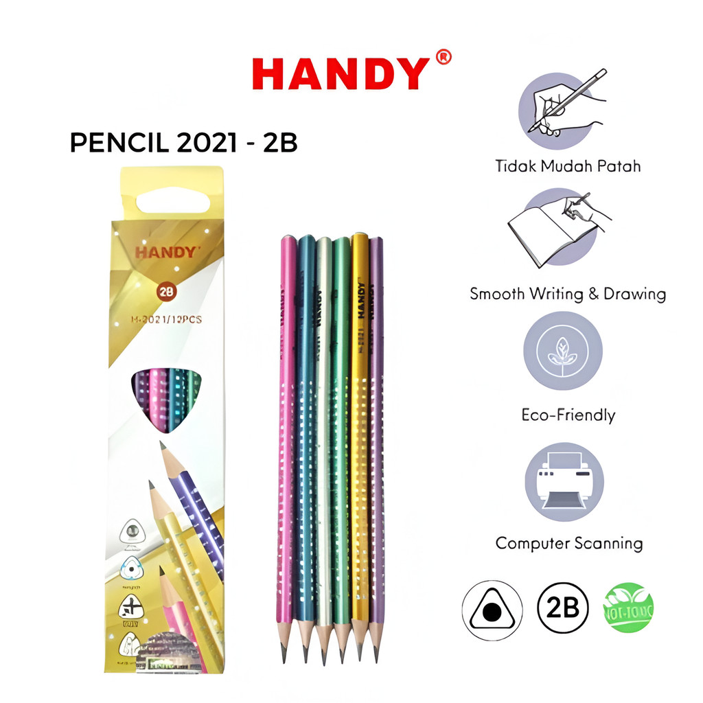 

Pencil Pensil Handy H-2021 2B 1 Box 12 Pcs - Pensil 2B Handy H-2021