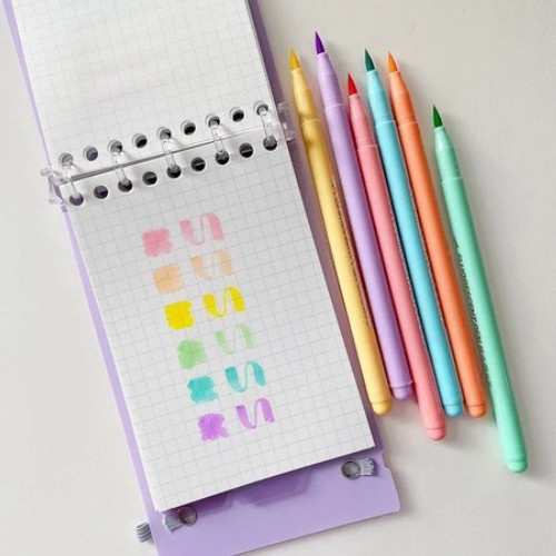 

MAOMAO Set 6pcs Brush Pen Murah Highlighter Pen Calligraphy Brush Lettering Aesthetic Vintage Warna Warni Brush Marker Pena Kuas Warna Pulpen Brush Marker Highlighter Warna Pastel Random