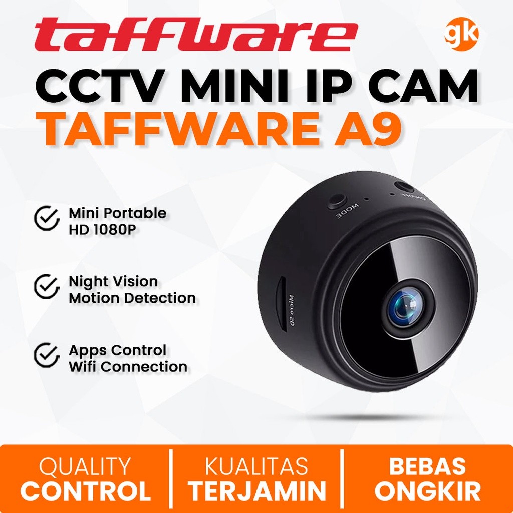 Taffware A9 CCTV Mini IP Camera WiFi HD 1080P Spy Cam Magnetic Kamera Pengintai 360 Derajat Tempel