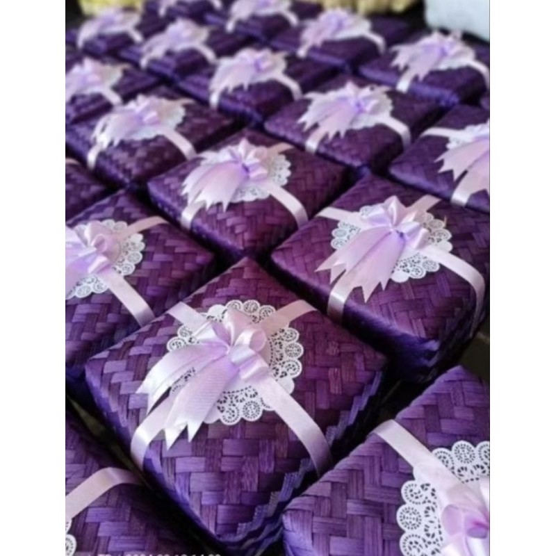 besek bambu warna 25x25 free pita