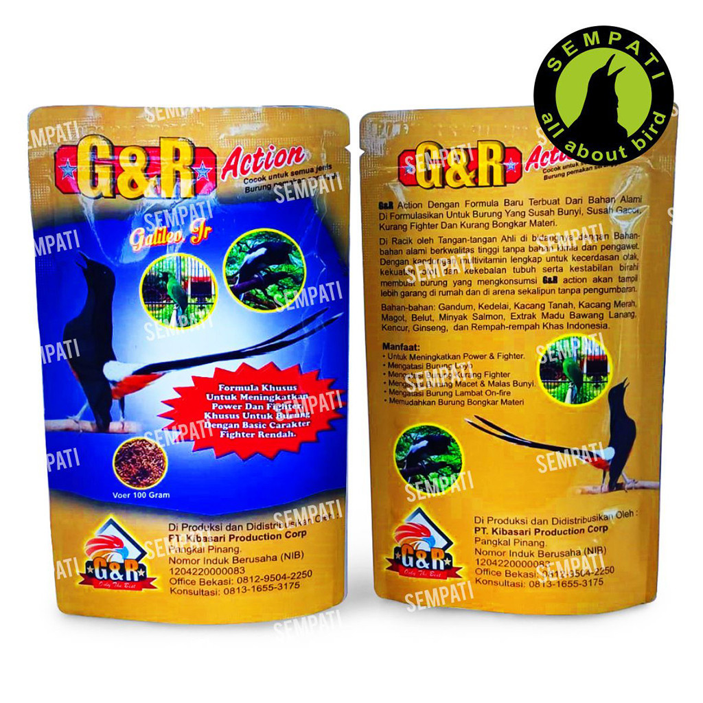 kjg SEMPATI Pakan G&R Gnr Action Galileo Jr Voer Kibasari Makanan Burung Murai Kacer Cucak Anis