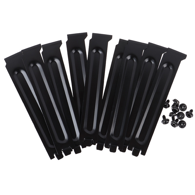 10pcs Black PCI   assis Slot Covers Bracket with Screws, Dust Filter Blanking Plate Covers Bracket  