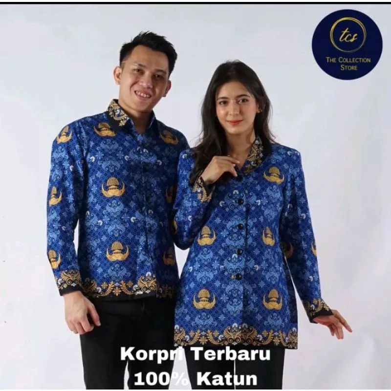 BATIK KORPRI TERBARU 2022, BATIK KORPRI PRIA, BATIK KORPRI WANITA, BATIK KORPRI KERAH HITAM, SRAGAM 