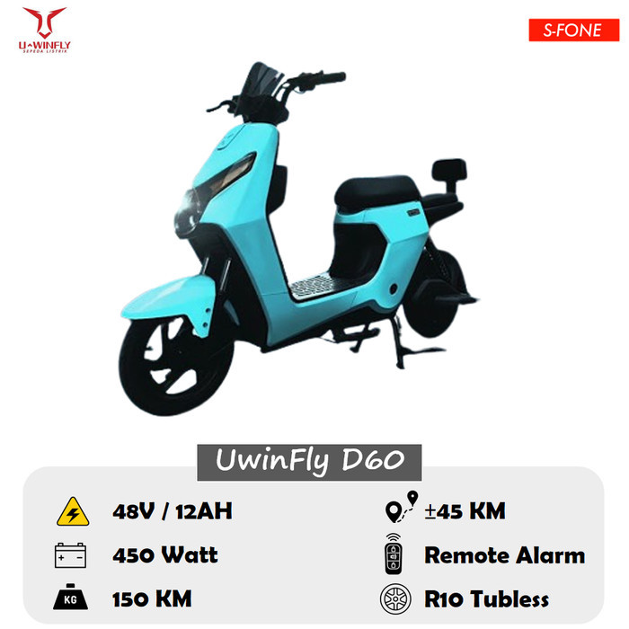 Sepeda Listrik Uwinfly D60 Power Accu 450 Watt - Hitam