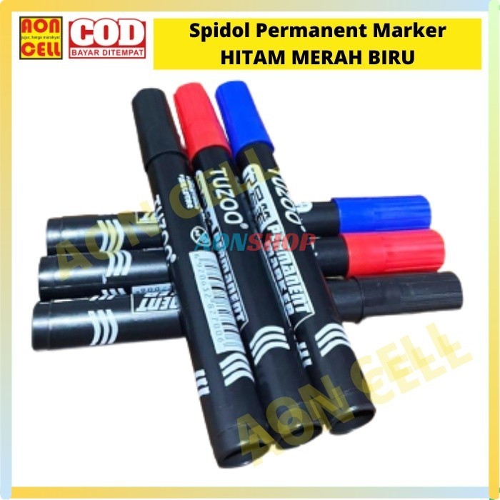 

[AS] Spidol Permanent Marker Permanen Hitam Merah Biru Tinta Refill able
