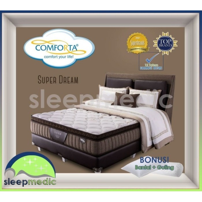 COMFORTA SpringBed SUPER DREAM ( KASUR / SET ) 160 180 200 90 100 120 - Hanya KASUR, 200x200