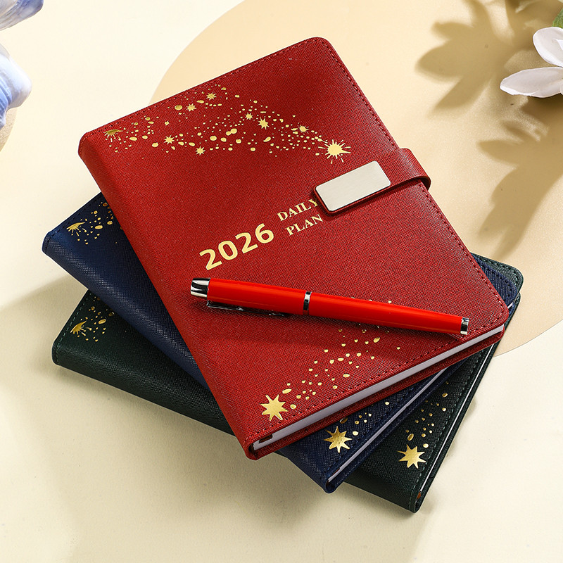 

2026 Star Calendar Schedule Book Magnetic Snap Leather Notebook - Thick Faux Leather Office Stationery - 156 Sheets - 312 Pages