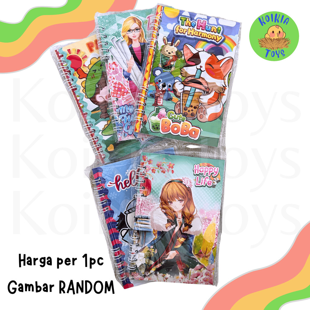 

Memo notes spiral isi garis polos gambar karakter RANDOM