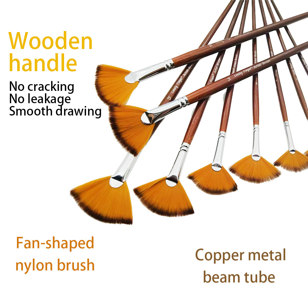 

9pcs Fan Brushes Set Nylon Anti-Lost Artist Brushes for Watercolor, Acrylic, Ink, Gouache, Oil, Tempera Painting