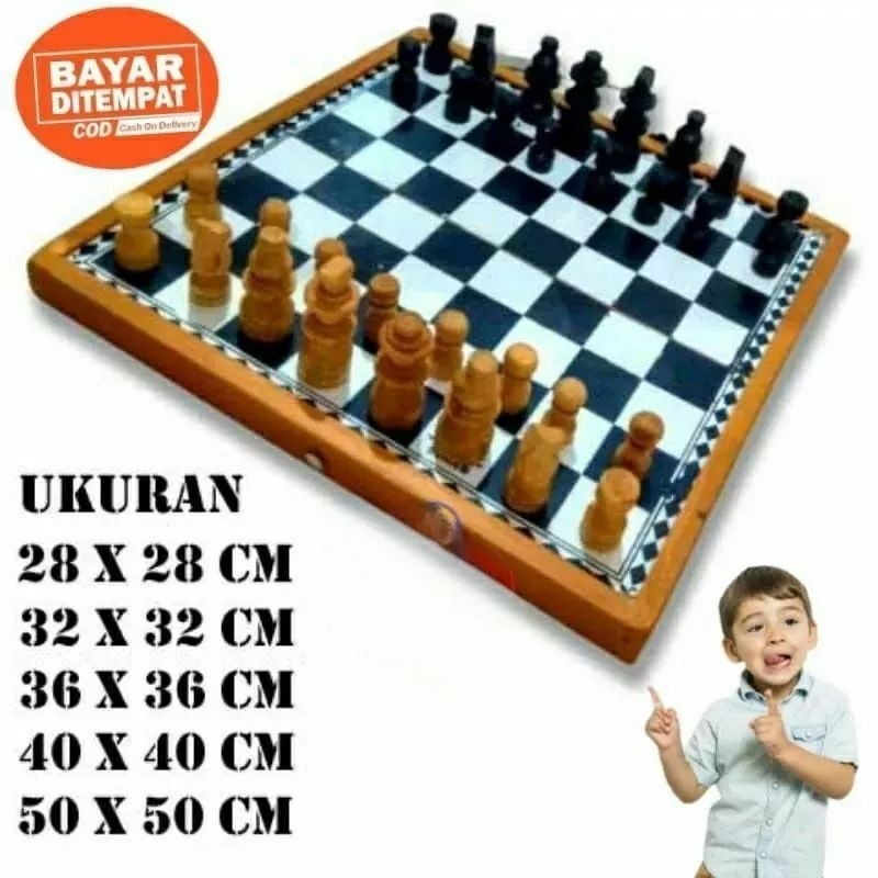TERMURAH BISA COD PAPAN CATUR KAYU KASPAROV UKURAN XL 40CM X 40CM SNI BAHAN ASLI KAYU