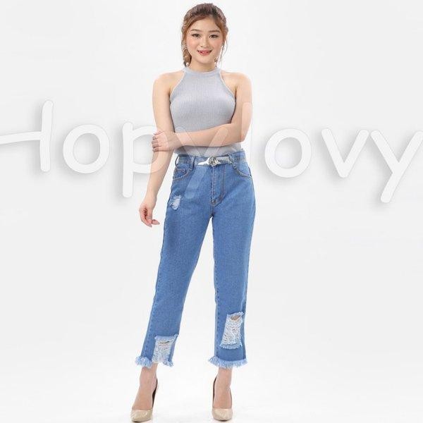 Celana Panjang Jeans Boyfriend Wanita Triple Ripped