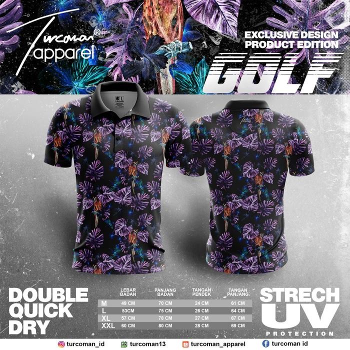 Kaos Polo Golf Pria – motif trofis, Bahan Stretch dry fit