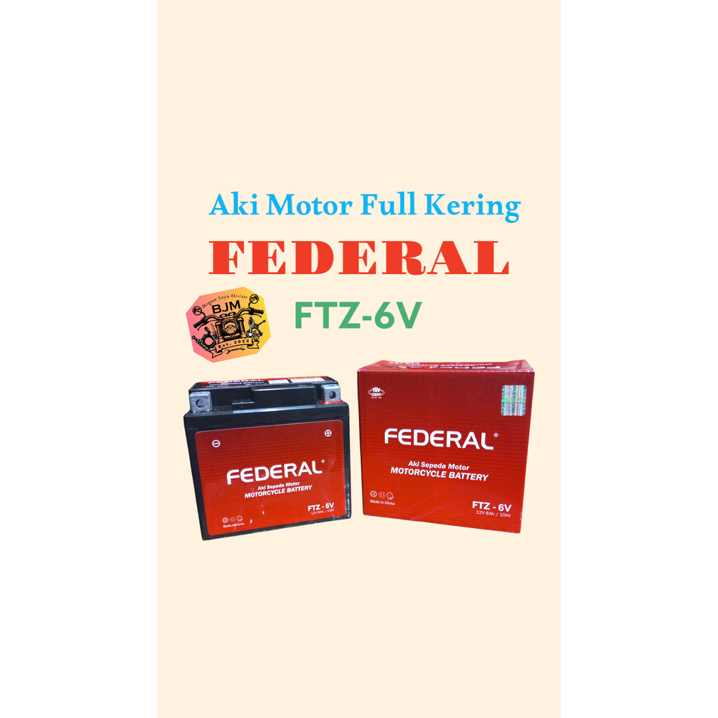 1 PCS FEDERAL AKI MOTOR FULL KERING FTZ-6V AKI MOTOR MURAH GTZ6V AKI MOTOR FULL KERING GTZ6V GTZ-6V 
