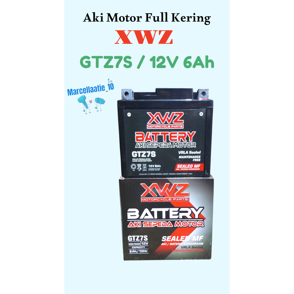 1 PCS AKI XWZ GTZ7S 12V 6AH AKI MOTOR FULL KERING GTZ-7S AKI MOTOR ORIGINAL MURAH