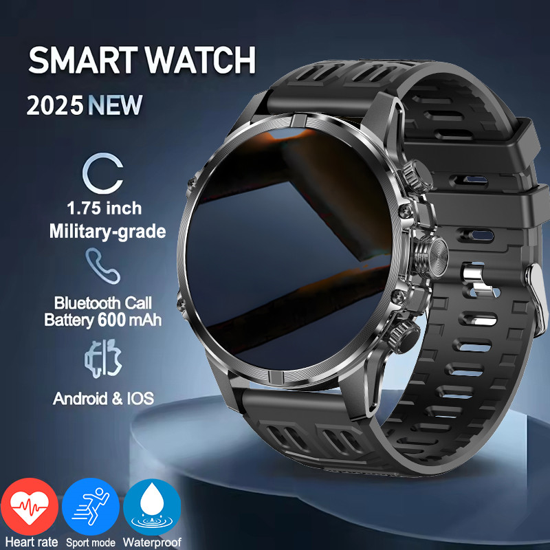 Jam Tangan Pria 2025 New Rugged Military Smart Watch Men Heart Rate Flashlight IP68 Waterproof Outdo