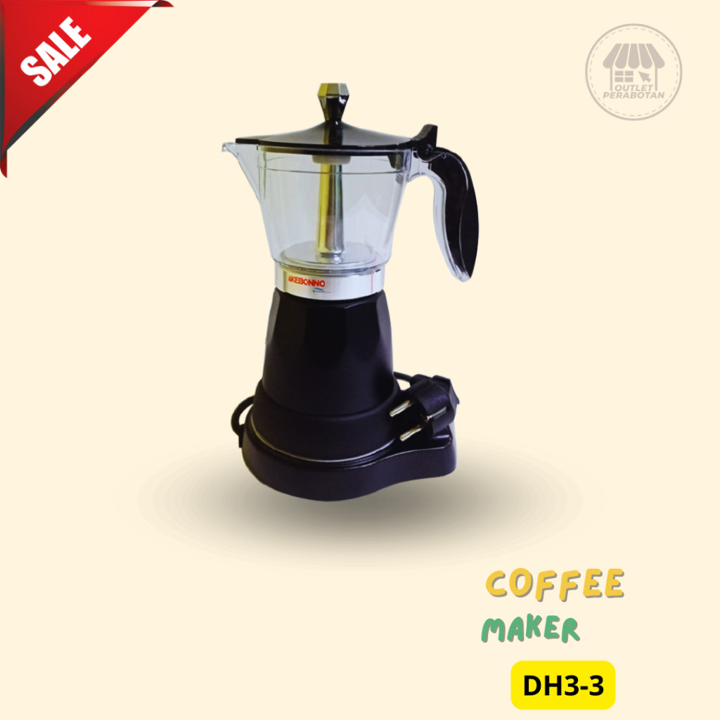 COFFE MAKER, Pembuat kopi elektrik , DH3-3 electic espress coffe maker 3 cup AKEBONNO (MP)