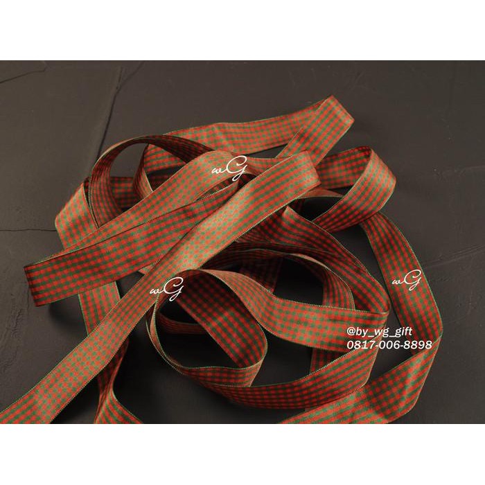 

Pita Meteran - Kain Kotak-kotak - Hijau Merah List Hijau; Lebar 2.5cm