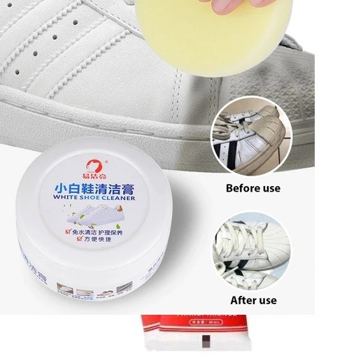 Krim Pembersih Sepatu + Spons / Krim Pemutih Sepatu / SABUN SEPATU / ALAT Pembersih Sepatu Bulat / F