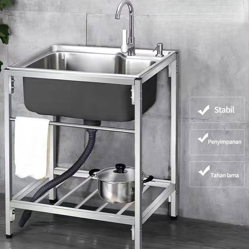 Kitchen Sink Stainless Steel 7540 meja cuci piring SUS 304 Bak  Kitchen sink Modern rak kompor dan w