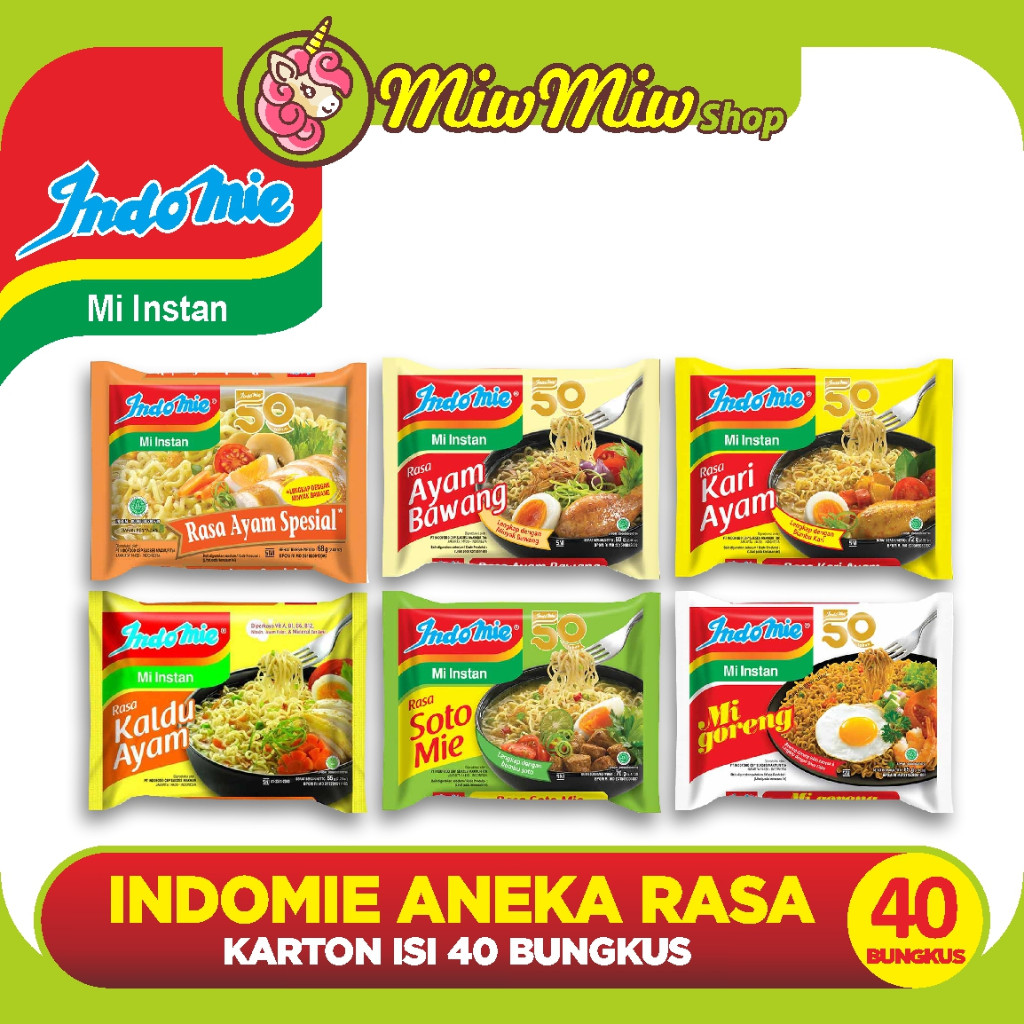 Indomie - Mie Instant / Mi Instan (Grosir - Karton/ Dus Isi 40 Bungkus)