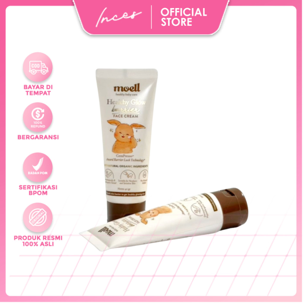INCES - Moell Face Cream 40gr Healthy Glow Barrier With Plant Based Probiotics, Panthenol Suitable F