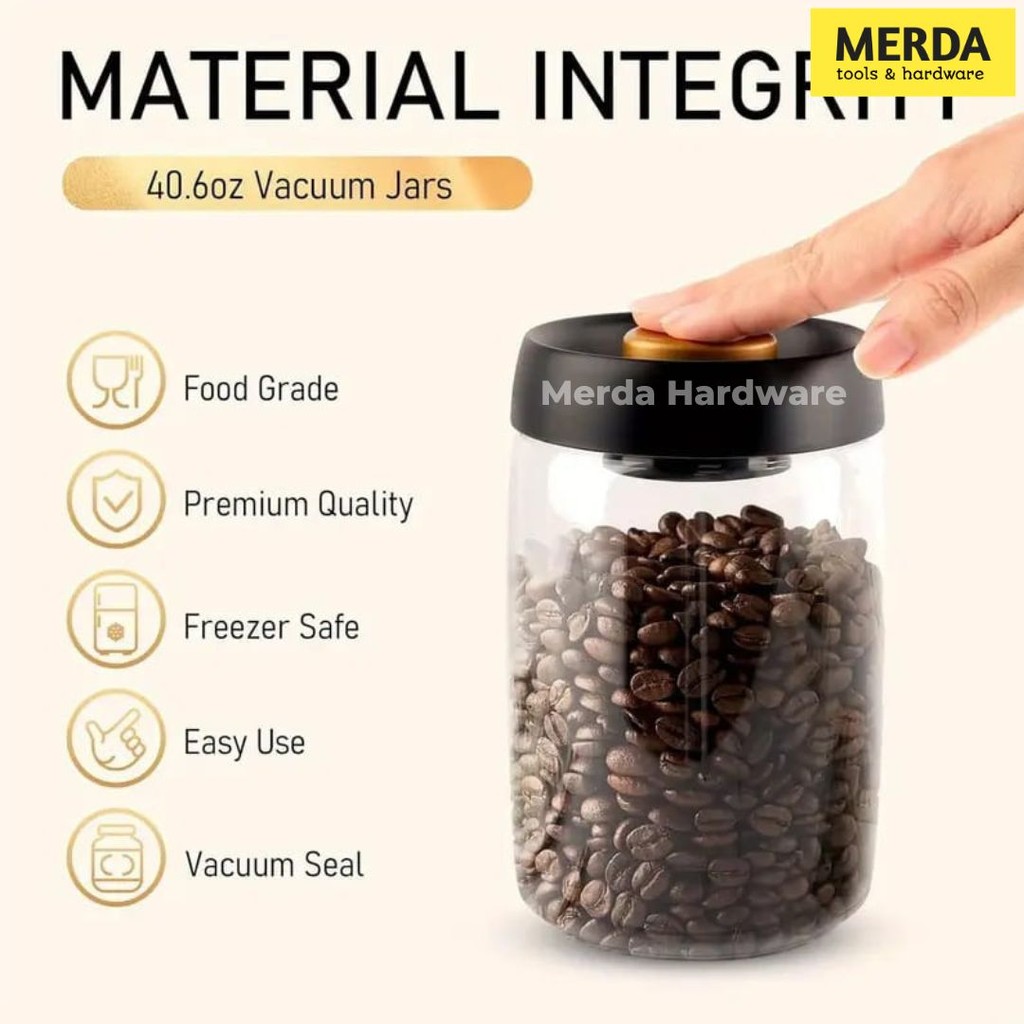 Toples Kaca Aesthetic Kedap Udara Tempat Gula dan Kopi Estetik Vacuum Sealed Lid