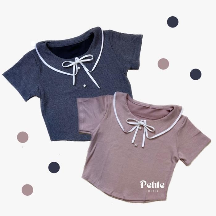 Petitechoice | BERRY Top - Atasan Wanita Pita Cute Feminine Bow Korean Style Crop Baju Retro Panjang