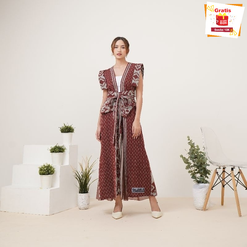 Baju Atasan Outer Set Celana Batik Viscose Kondangan Pesta Lebaran Jumbo Premium