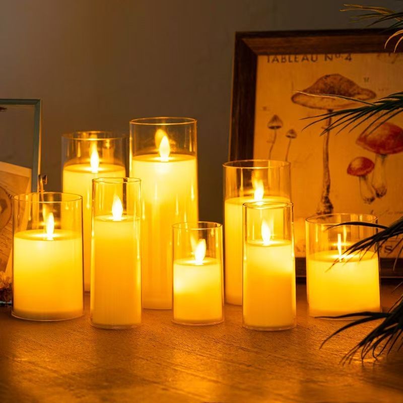 Kotak hadiah lilin elektrik sumbu goyang D=5.5 CM GELAS lilin baterai candle swing lilin led gelas