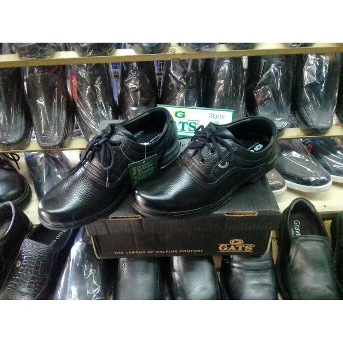 Sepatu pria pantofel kulit tali merk Gats MD 3506/Black original