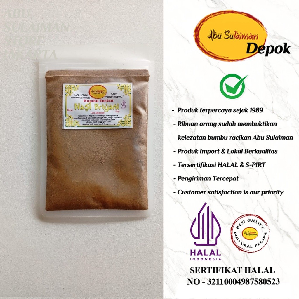 

Lebih Hemat! Bumbu Briyani Abu Sulaiman Depok untuk ukuran 1 Liter Beras