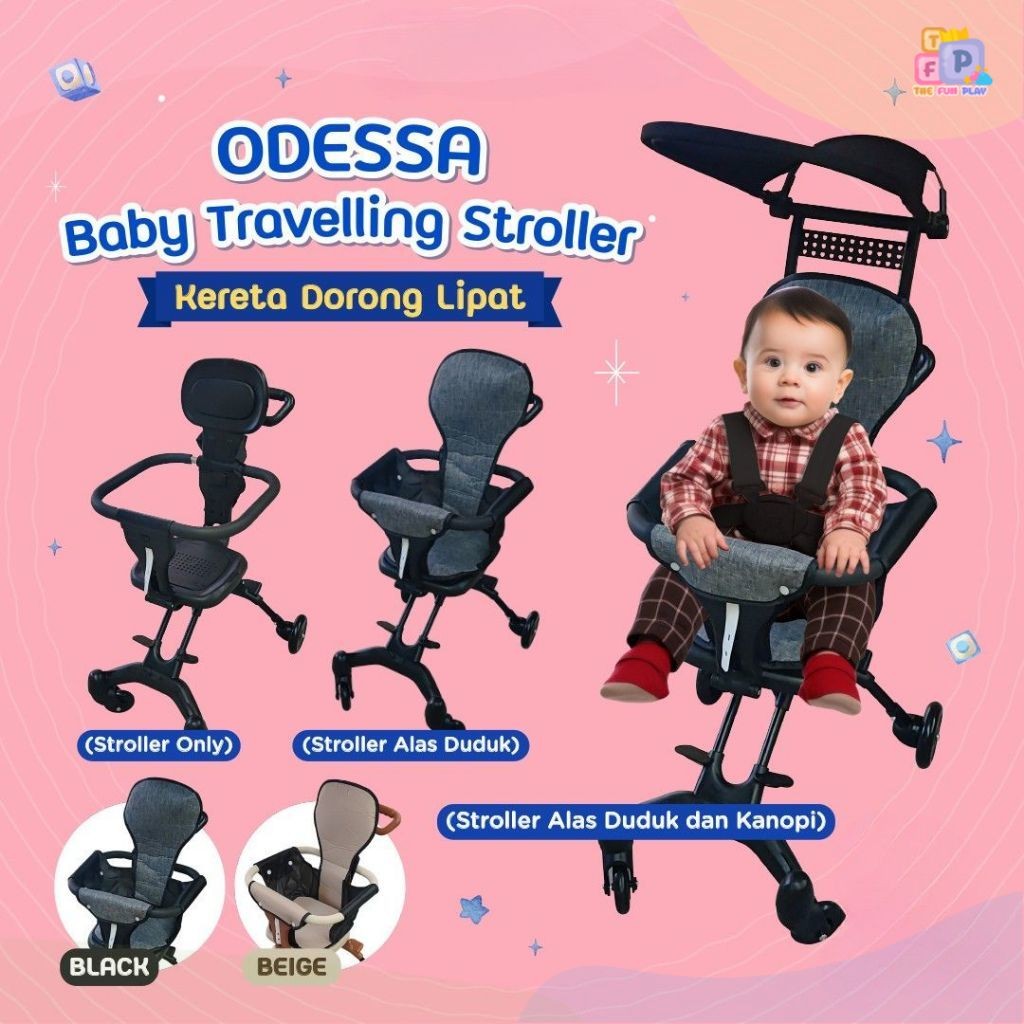 TheFunPlay Odessa Baby Traveling Stroller Kereta Dorong Bayi 2 Arah Stroller Traveling Lipat Strolle