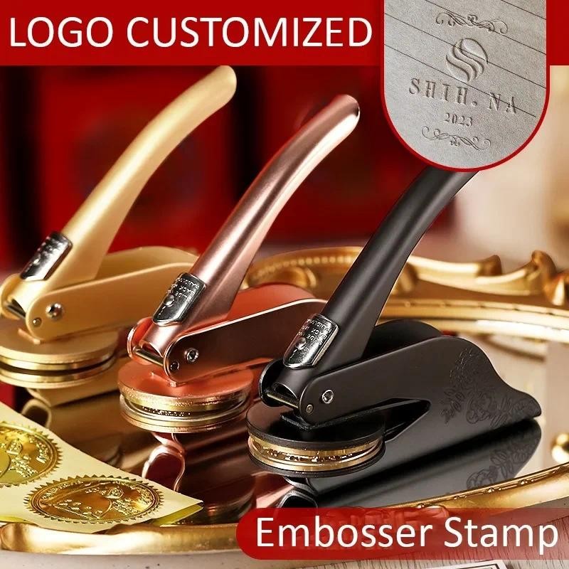 

Logo Customized Embossed Stamp Emblem Embossing Machine Wedding Logo Customizition Embosser Seal Library Book Paper Stamps