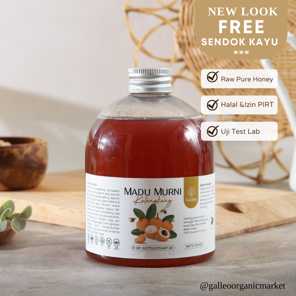 

Galleo Madu Murni Kelengkeng Longan 650 GR Premium Raw Honey [ Free Sendok Kayu ]