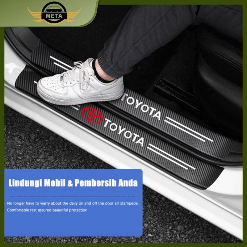 

[meta]4Pcs Sticker Pelindung Sill Plate / Stiker Pelindung Pijakan Lantai Pintu Mobil / Universal Carbon Fiber Car Door Step Sill Plate Mobil Sticker