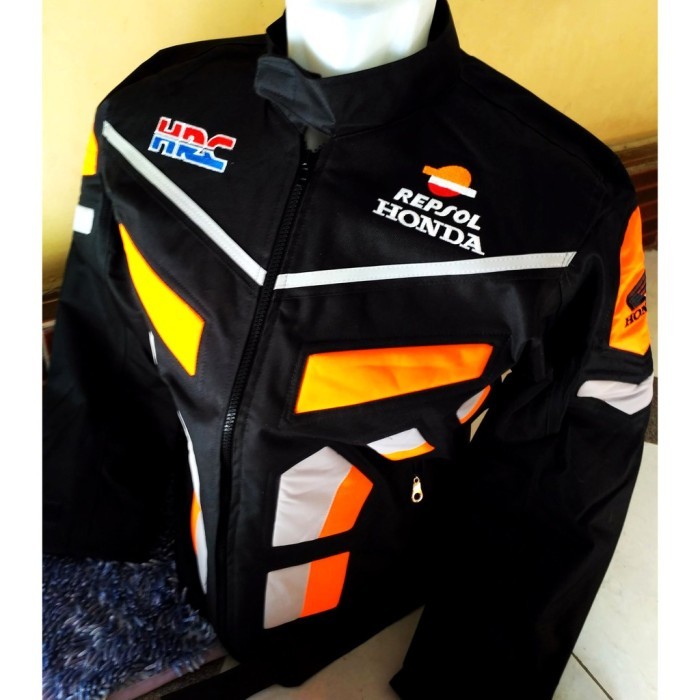 Jaket Bikers Pria Motor Touring Repsol Honda Racing Tebal Warna ORANGE