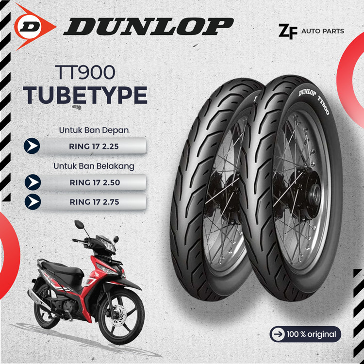 SEPASANG / SATUAN BAN MOTOR BEBEK DUNLOP TT900 RING 17 KHARISMA GRAND JUPITER DEPAN BELAKANG SEPASAN