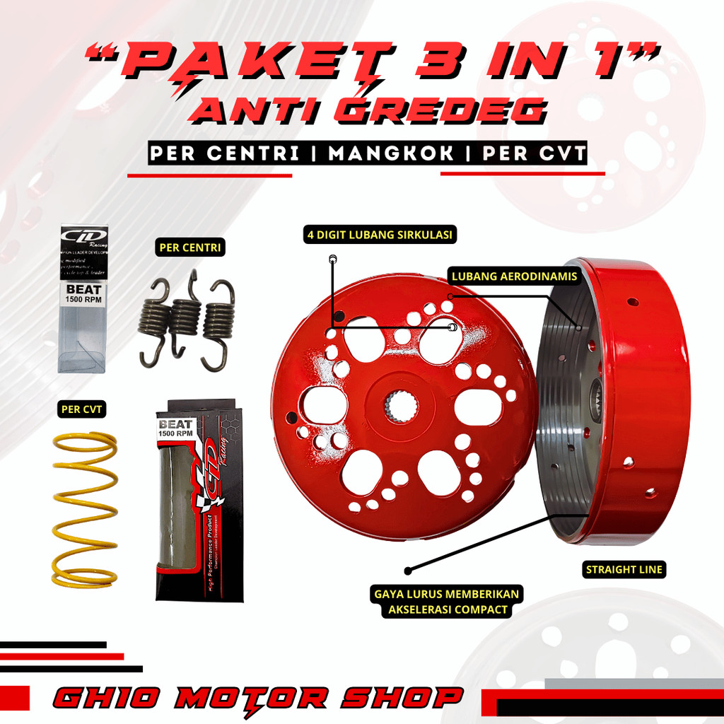 Paket 3IN1 Anti Gredeg Genio Beat Deluxe Beat Fi Vario 110 Mangkok Kartel Lurus per Sentri & CVT KOJ