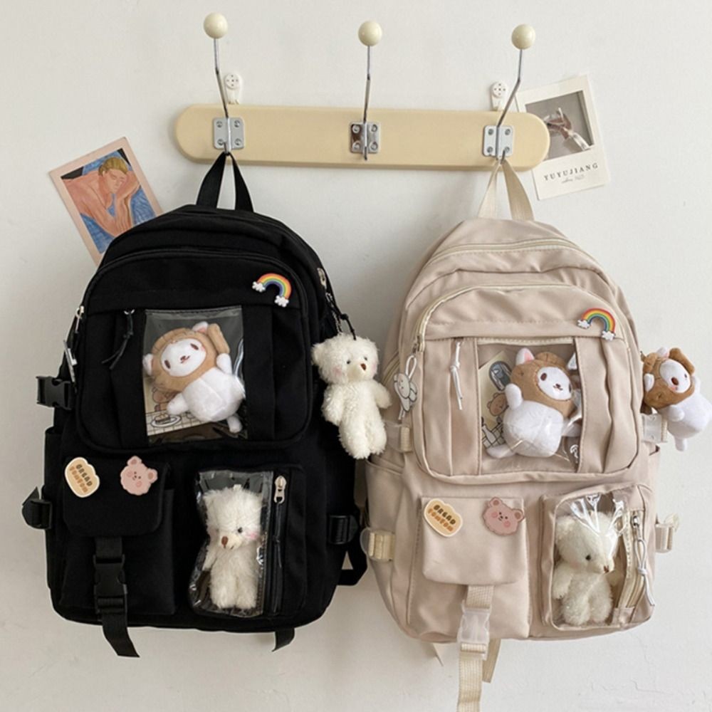 

Nylon Waterproof Teenage Book Bag Large Capacity Simple Backpack School Rucksack Travel Backbag Boys Girls Students School Bag